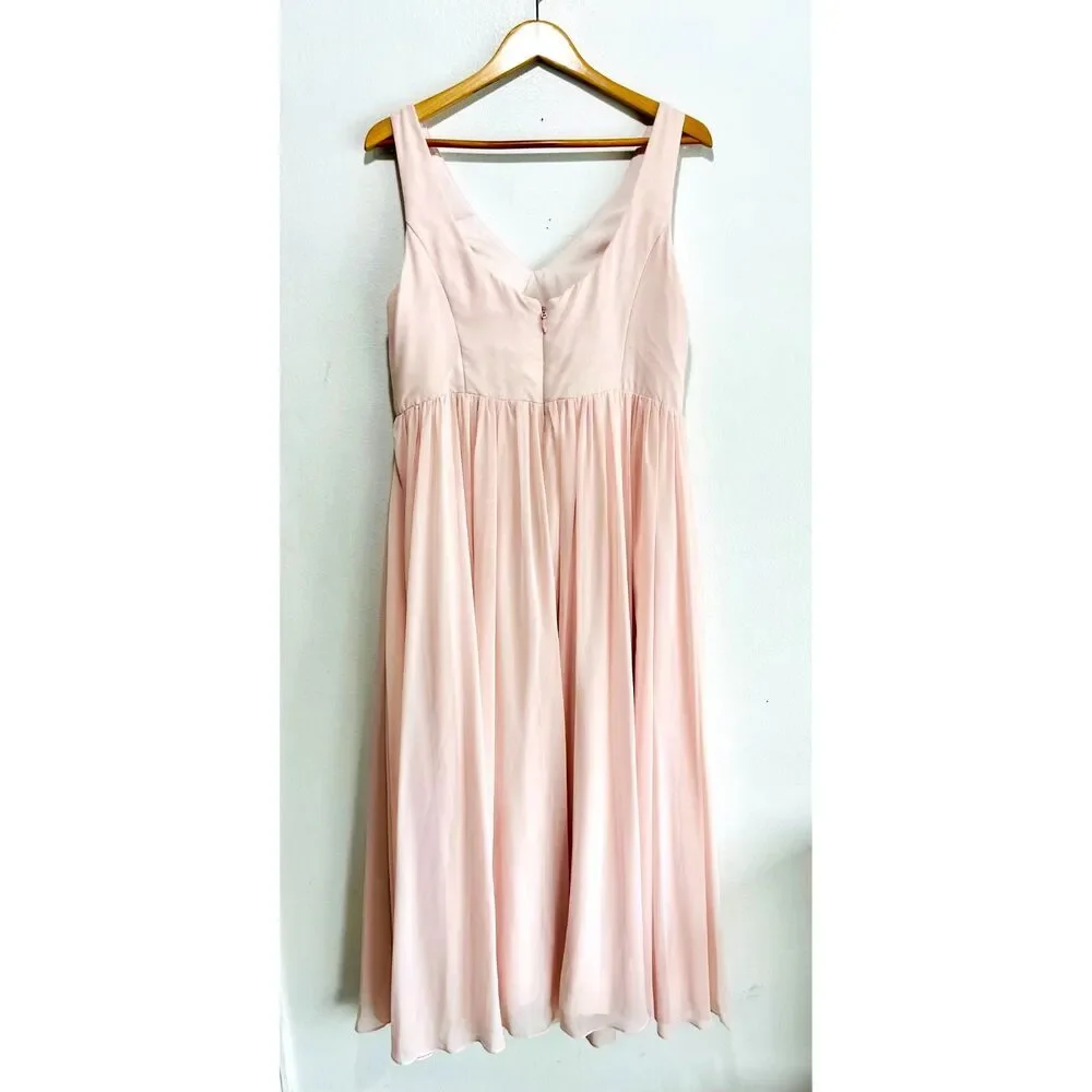 Azazie maxi dress bridesmaid blush pink  V neck wrapped front women C